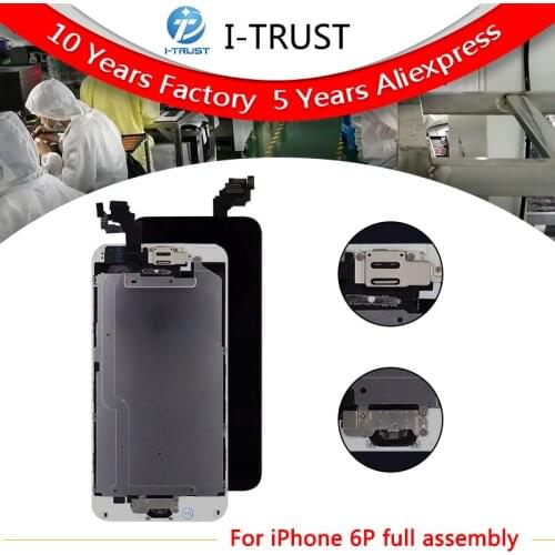 5Pcs/Lot AAA Glass Touch Screen Digitizer & LCD Assembly Replacement For iPhone 6 Plus LCD With Front Camera & Homebutton