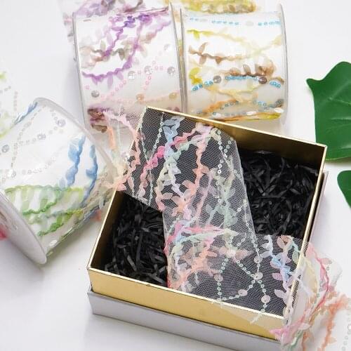 75mm 25Yard Golden Dotted Tulle Glitter Ribbon Organza Mesh Fabric Belt DIY Craft Accessories Hair Clip Bow Cake Topper Supplies