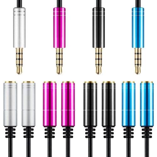 Audio Splitter Earphone Extension Cable Jack 3.5mm Cable Male to 2 Female Mic Y for Phone Laptop PC AUX Cable