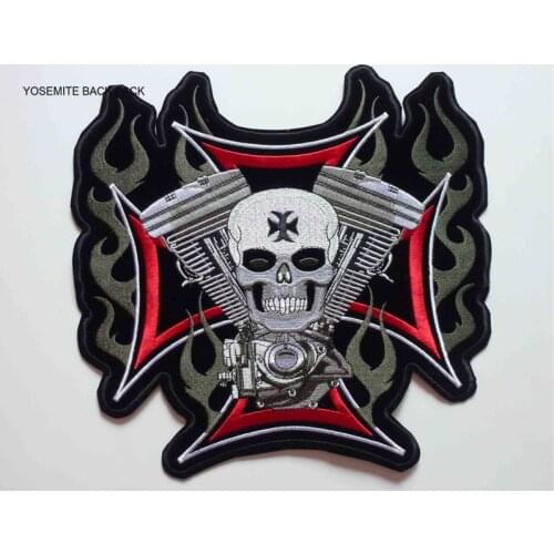 Large size Iron Cross Skull V-Twin Biker Chopper Patches MC Motorcycle Biker Patches rider motor biker for vest Jackets