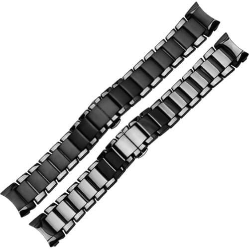 Pear ceramic watch chain 22mm 24mm black ceramic strap glossy and matting bracelet for AR1451 1452