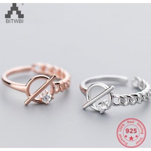 Pure 925 Sterling Silver European American New Design Creative Concise Chain Key Open Ring Fine Jewelry