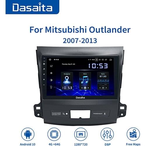 Dasaita Car Android 10.0 For Mitsubishi Outlander 1 Din 2008 2009 2010 2011 Radio Stereo 9“ Multi Touch Screen TDA7850