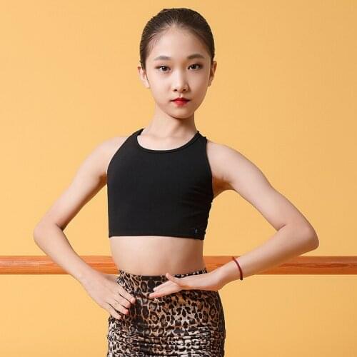 Latin Dance Tops For Kids Short Sleeve Practice Sling Vest Professional Rumba/Tango/Samba/Salsa/Cha Cha Training Blouse VO1418