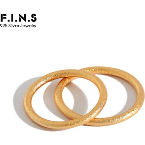 F.I.N.S Minimalist S925 Sterling Silver Ring Simple Brushed Fine Ring Gold Silver Slim Matte Finger Stackable Rings for Women