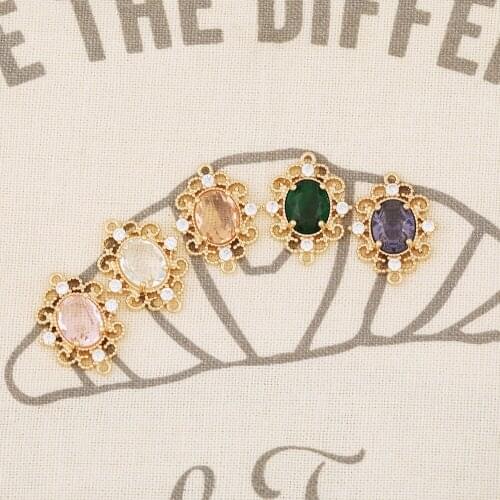 HAOSAW 17*22MM 4Pcs/Lot Oval/Two Loops/Crystal Connections/Rhinestone/Multi Colors Stones/Glass Accessories/Earring Findings