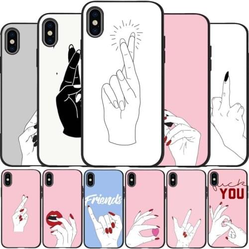 Confession gesture black Silicone Phone Case For iPhone 12 XR XS Max 5 5S SE 2020 6 6S 7 8 PLUS X 11Pro Max 11 Cover