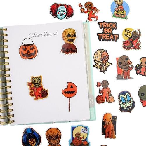 JY368 22pcs/set Cute Cartoon Horror Halloween Graffiti Sticker Dictionary Diary Luggage Laptop PVC Waterproof Stickers Aesthetic