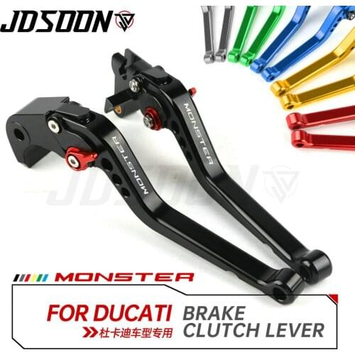 For DUCATI MONSTER 696 796 695 620 400 Motorcycle Brakes CNC Billet Short Ajustable Brake Clutch Levers with LOGO MONSTER