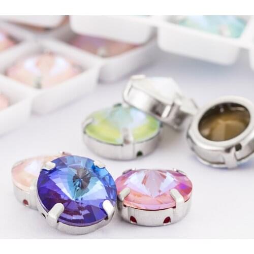 8-14mm Rivoli Mocha Fluorescence Round Rhinestones Claws Sets Copper Claw Crystals Rhinestone Round Shape Rivoli Crystals Strass