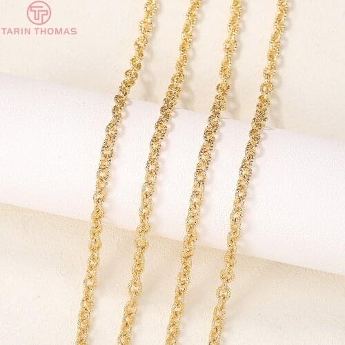 1 Meter Width 4.5MM Thickness 1.2MM 24K Gold Color Brass Round Necklace Chains High Quality Diy Jewelry Findings Accessories