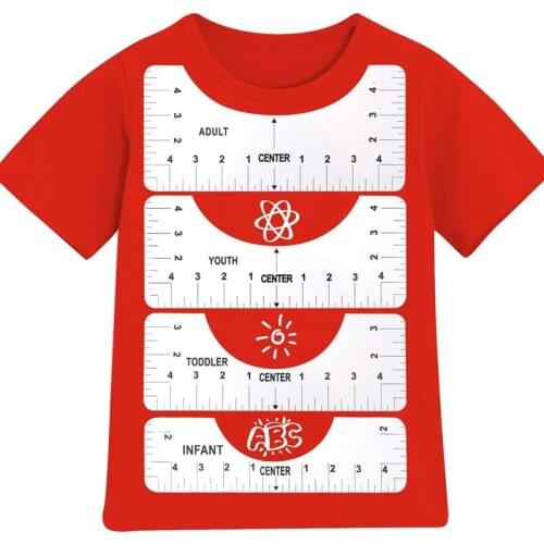4Pcs/Set T-Shirt Alignment Ruler For Guiding T-Shirt Design Fashion Rulers With Size Chart For Adult Youth Toddler