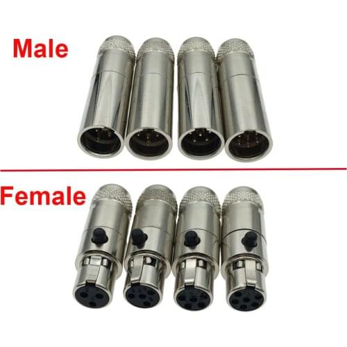 2Pcs Mini XLR 3 4 5 6 Pin Female Plug / Male Jack Metal Small XLR Audio Microphone Connector DIY MIC for Cable Soldered Straight