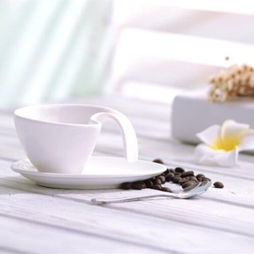 Ins creative ceramic Special shaped coffee Porcelain Cup and Saucer milk juice water cup gift office home