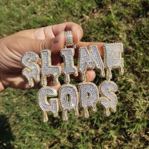 2021 New Custom name Letter Dripping Wax tennis chain pendant necklace For Men Women Cubic Zircon gold plated Hip Hop Jewelry