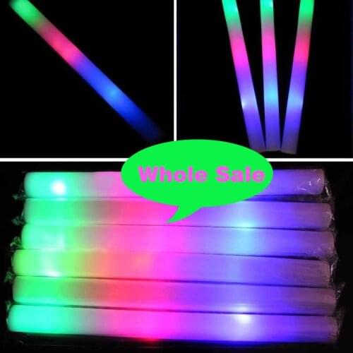 30pc Colorful Sponge Sticks RGB LED Glow Sticks Foam Sticks Color Flashing Party Decoration Wedding Concert Birthday Custom Logo
