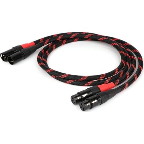 Pair HI-End Copper XLR Balanced Audio Cable 4N OFC 3 Pin 2 XLR Male to Female Audio Interconnect Cable