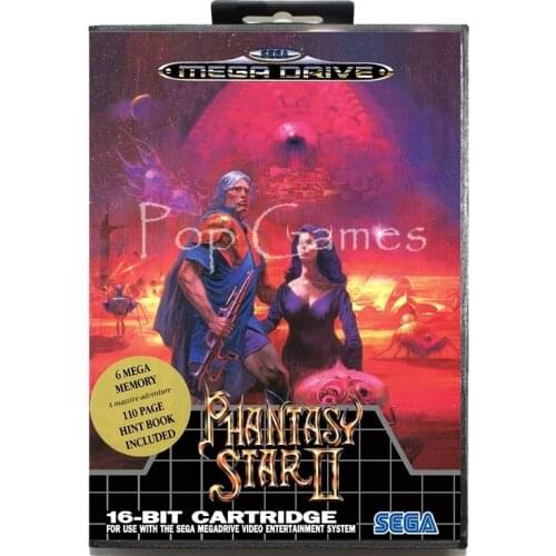 Phantasy Star 2 with Box for 16 bit Sega MD Game Card for Mega Drive for Genesis Video Console