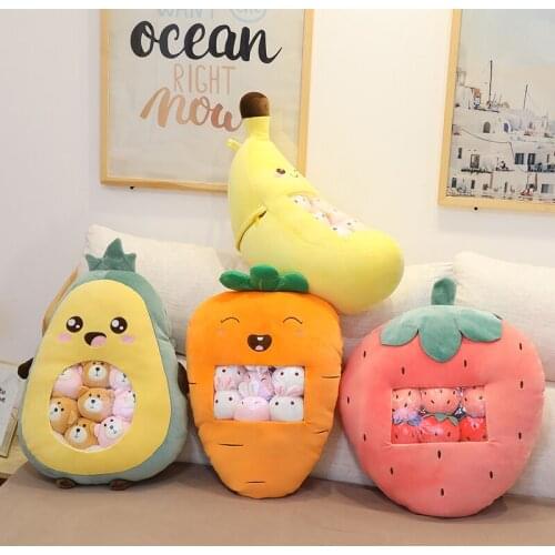 Carrot Banana Strawberry Avocado Pillow Doll Plant Plush Toys Stuffed Lovely Small Animals Ball Inner Cushion Kids Birthday Gift