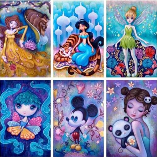 Full Square 5D DIY Diamond Painting Disney Cartoon Girl Princess Icon Diamond Cross Stitch Kits Crystal Mosaic Decoration