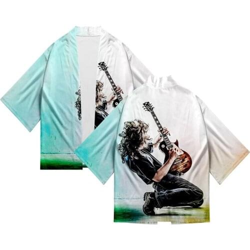Music Electric Tone Guitar Summer 3d Print Kimono Shirt Men Seven Point Sleeve Tops Daily Casual 3D Cardigan Jackets Streetwear