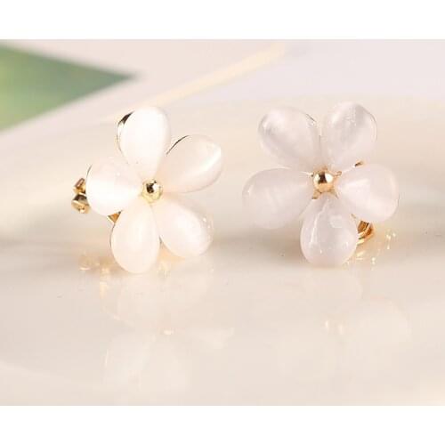 JIOFREE NEW Fashion Flower Opal Clip on Earrings Without Piercing for Women Jewelry Wholesale