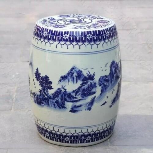Blue and white Indoor ceramic Antique drum porcelain garden stool Glazed ceramic ceramic drum stool blue and white