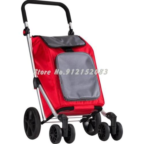 Folding Four-wheel Grocery Shopping Cart Photography Cart Trolley Cart Portable Trolley Car Home Elderly Elderly Walker