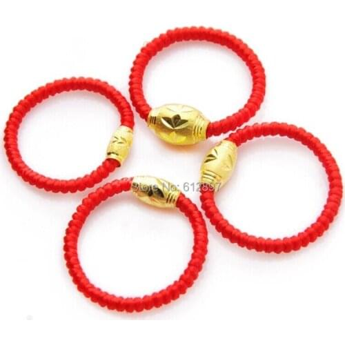 Soild 24K Yellow Gold Ring / Knitted Lucky Bead Ring (Middle One)/ 0.95g For Women Ring