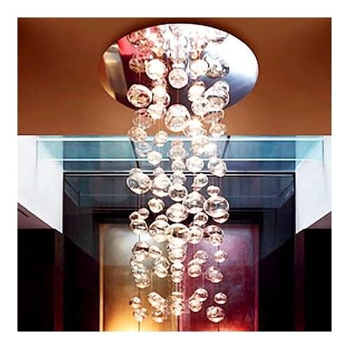 Modern Transparent Stair Glass Ball Bubble Hanging Wire Pendant Lamp Dia 60*h150cm industrial lamp