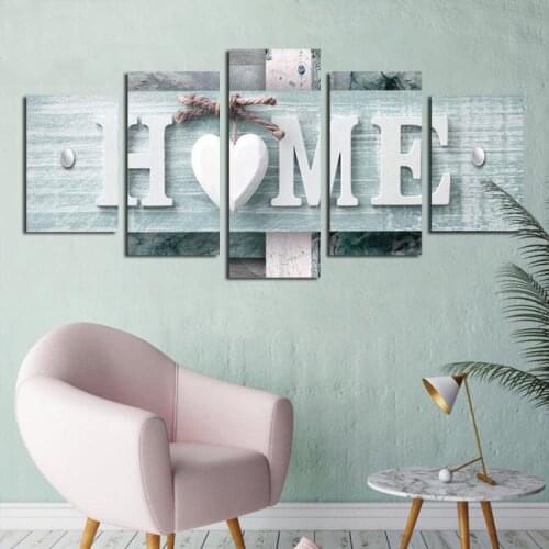 Canvas painting of light green wood plank background with white letters and white love waterproof ink HD frameless style home