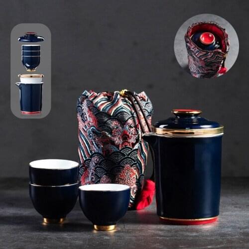 Outdoor Portable Travel Tea Cup Set, Office and Home Tea Cups, A Choice of Collections and Gifts, One Pot/Three Cups