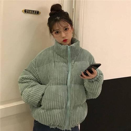 Corduroy Quilted Cotton Cloth Womens Winter New Korean-Style Short BF Short-Height Loose Bread Cotton-Padded Clothes Coat