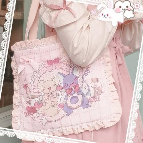 Card Captor SAKURA Japanese Fairy Shoulder Bag Lolita Printing sweet lolita handbag kawaii girl loli cosplay gothic lolita cos