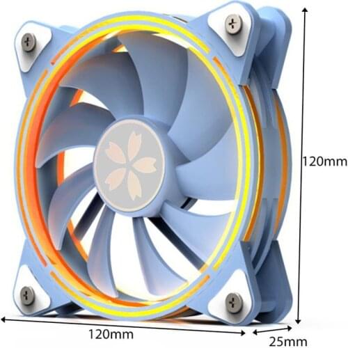 Yeston 12cm ARGB Case Cooling Fan DC 12V 4-Pin PWN Hydraulic Silent Cooler Radiator for Computer Case Chassis