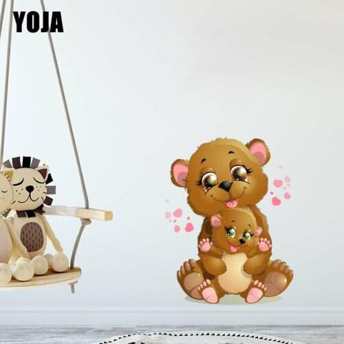 YOJA 38.2×49.6CM Happy Baby Bear PVC Wall Stickers Creative Cartoon Home Room Decor Decals 8WS0258