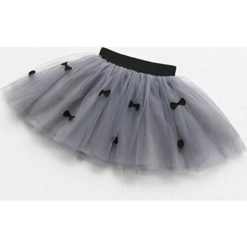 Korean Style Girls Skirt 2021 New Cute Bow Mesh Skirt for Kids Ball Gown Skirts 80-140cm DT309