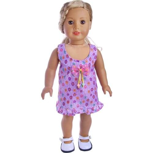 Crew neck skirt purple sleeveless dress Doll Clothes Fit 18 Inch Doll Our Generation and Journey Doll
