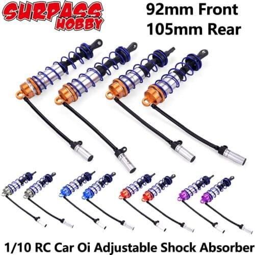 ZD Racing Oil Adjustable Shock Absorber 92mm Front & 105mm Rear Damper Suspension for 1/10 RC Car Parts Truck Crawler Axial TRX4