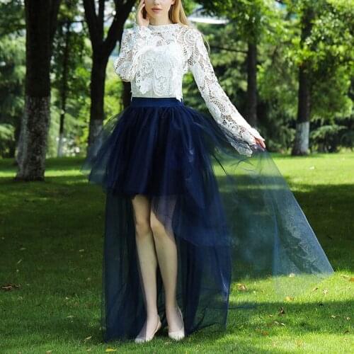 Women 50s Vintage Tutu Mesh Skirt High Low Irregular Underskirt Lace High Waist Swallowtail Skirt