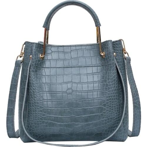 Lady Beautiful Fashion Handbags Luxury Totes Stone Pattern Pu Leather Bucket Bags for Women 2021 Small Shoulder Simple Bag