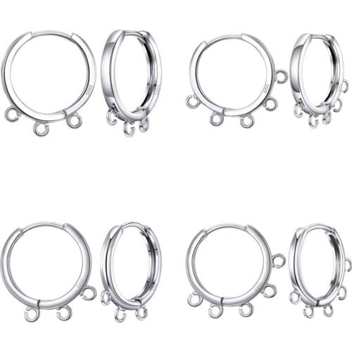 1 Pair 925 Sterling Silver DIY Jewelry Making Findings Handmade Connector Square/Round Circle Edge Loop Hoop Earrings Fittings