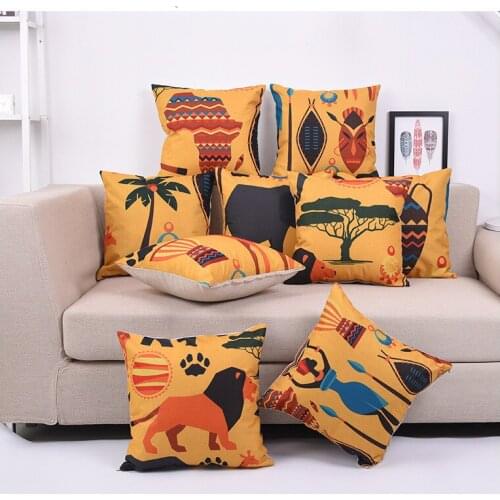 1PC African style linen cotton pillow core sofa cushion pillow head office car back waist pillow waist pillow OU 041