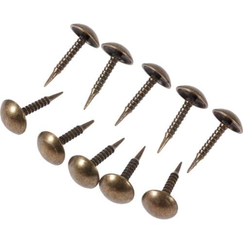 100pcs/lot Upholstery Nails Iron screw Studs Vintage Pins Thread Tacks Antique Bronze 8*15mm Sofa Jewelry Box Doornail hardware