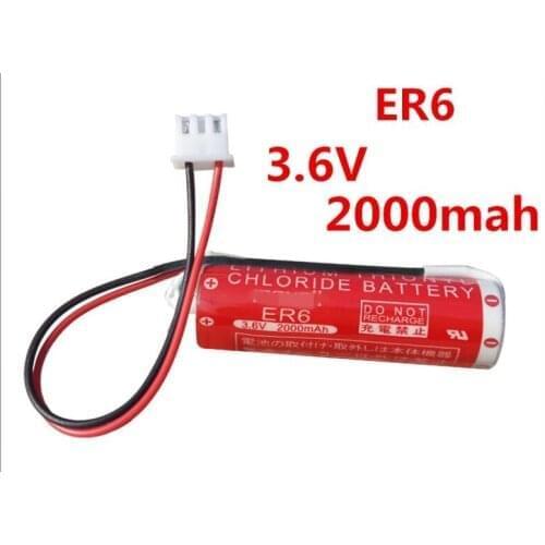 2pcs ER6 3.6V 2000mah Lithium Thionyl Chloride Battery PLC Batteries with White Plug Made in Japan