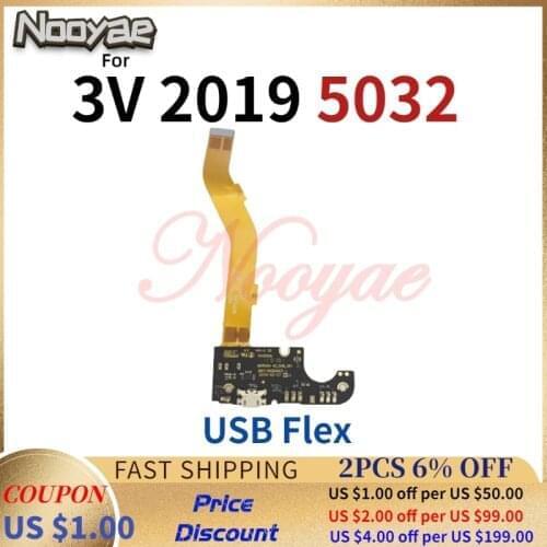 For Alcatel 3V 2019 5032 5032D 5032A 5032J OT5032 5032W USB Dock Charging Port Plug Charger Flex Cable Microphone Board 5pcs/lot
