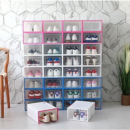 6PCS/Set Thickened Flip Shoes Transparent Drawer Case Plastic Shoe Boxes Stackable Box Storage Shoe Box Storage Organizer