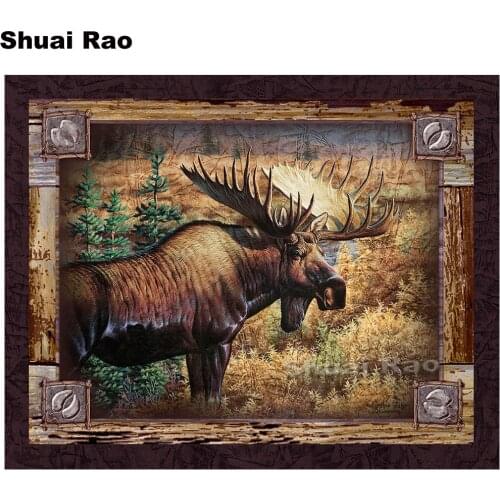 Diamond mosaic Cross Stitch elk 5D DIY Diamond Painting 3D full square round Rhinestone Embroidery Mosaic animal moose paintings