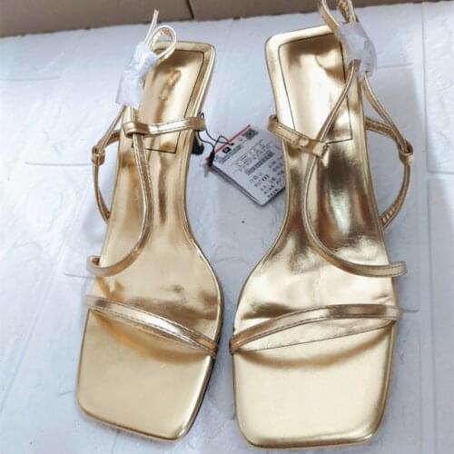 Gold Sandals Female Shoe Large Size Open Toe 2021 Womens Buckle Strap High Heels Girls Stiletto Big Peep New High-heeled Beige