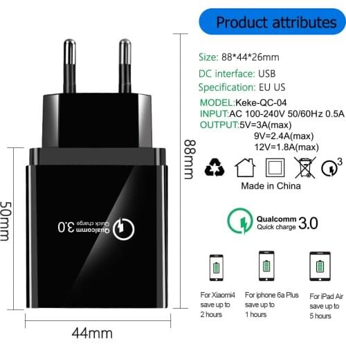 Quick Charge 3.0 4.0 For iPhone 11 Pro Max iPad Fast Wall Charger For Huawei Mate 30 P30 Samsung S9 Mobile Phone USB Charger